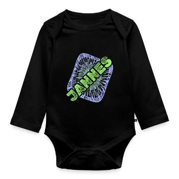 Prénom Jannes - Body Bébé bio manches longues - noir - Devant