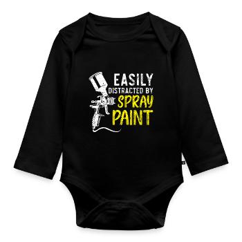 Sand Tape Spray Repeat Car Body Painter - Organic Longsleeve Baby Bodysuit - black - Front