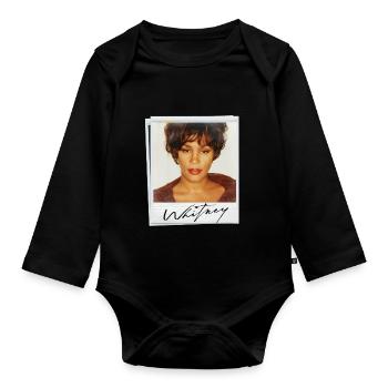 Whitney Houston Photo Et Nom - Body Bébé bio manches longues - noir - Devant