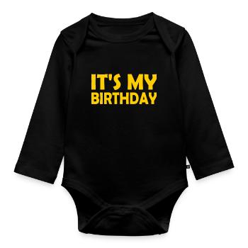 Its my birthday - Body Bébé bio manches longues - noir - Devant