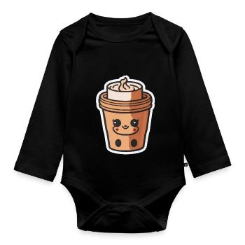Kaffee - Baby Bio-Langarm-Body - Schwarz - Vorne