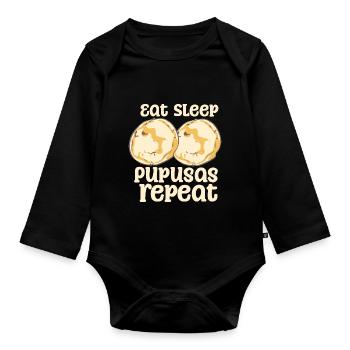 Eat Sleep Pupusas Repeat - Baby Bio-Langarm-Body - Schwarz - Vorne