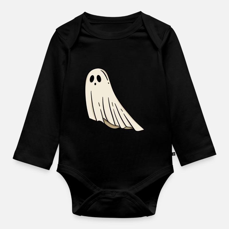 Geist Halloween - Baby Bio-Langarm-Body - Schwarz