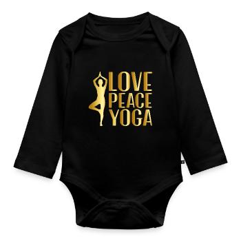 Yoga Pose Love Peace Yoga - Organic Longsleeve Baby Bodysuit - black - Front