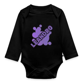 Haustier für Leandro Vorname Tier - Baby Bio-Langarm-Body - Schwarz - Vorne