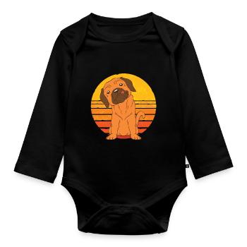 Dog Lover Dog Gift Retro Puggle - Organic Longsleeve Baby Bodysuit - black - Front