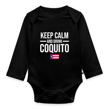 Puerto Rico | Puerto Ricaner Flagge Geschenkideen - Baby Bio-Langarm-Body - Schwarz - Vorne