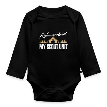Posez-moi des questions sur mon unité scoute Design - Body Bébé bio manches longues - noir - Devant