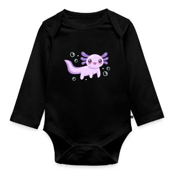 Conception d’Axolotl violet anime pour les amateurs d’axolotl - Body Bébé bio manches longues - noir - Devant
