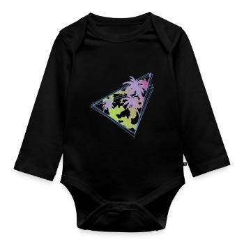 Vaporwave Kuhmuster Bauernhof Tier Geschenk Kuh - Baby Bio-Langarm-Body - Schwarz - Vorne