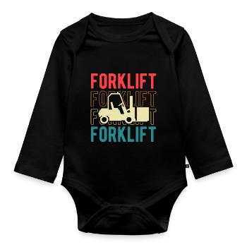 Retro Forklift Driver Vintage Forklifter Forklift - Baby Bio-Langarm-Body - Schwarz - Vorne
