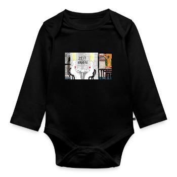 Zeit haben. - Baby Bio-Langarm-Body - Schwarz - Vorne