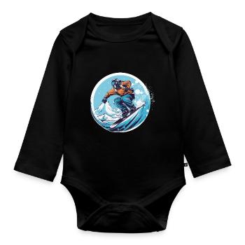 Snowboarding or skiing and then après ski - Organic Longsleeve Baby Bodysuit - black - Front