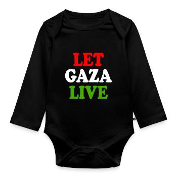 Let gaza live - Organic Longsleeve Baby Bodysuit - black - Front