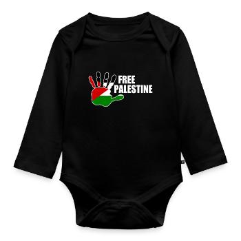 Free palestine - Body Bébé bio manches longues - noir - Devant