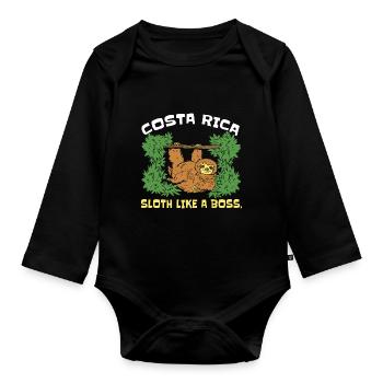 Costa Rica Sloth Like A Tropical Sloth - Organic Longsleeve Baby Bodysuit - black - Front
