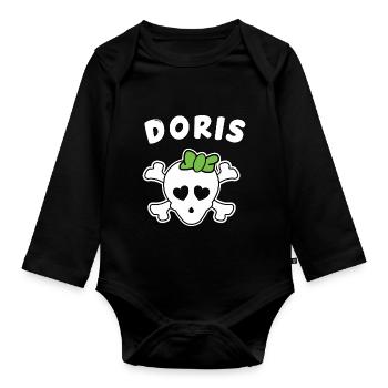 Pirate Doris Design pour les filles et les femmes - Body Bébé bio manches longues - noir - Devant
