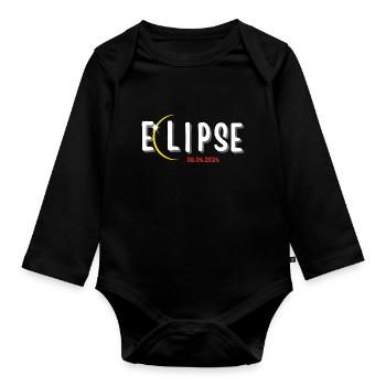 ECLIPSE 2024, AMATEURS D’ASTRONOMIE - Body Bébé bio manches longues - noir - Devant