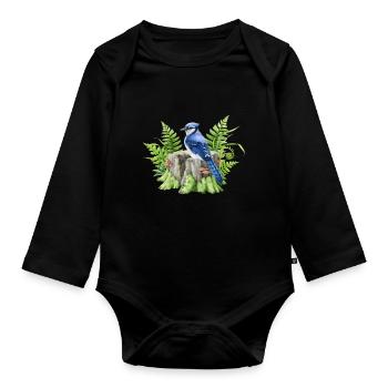 Blue jay - Organic Longsleeve Baby Bodysuit - black - Front