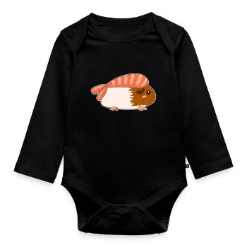 Meerschweinchen ebi sushi nigiri Garnele Shrimp - Baby Bio-Langarm-Body - Schwarz - Vorne