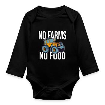 no farms no food - Organic Longsleeve Baby Bodysuit - black - Front