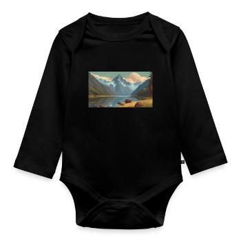 Fiordland National Park, New Zealand - Organic Longsleeve Baby Bodysuit - black - Front