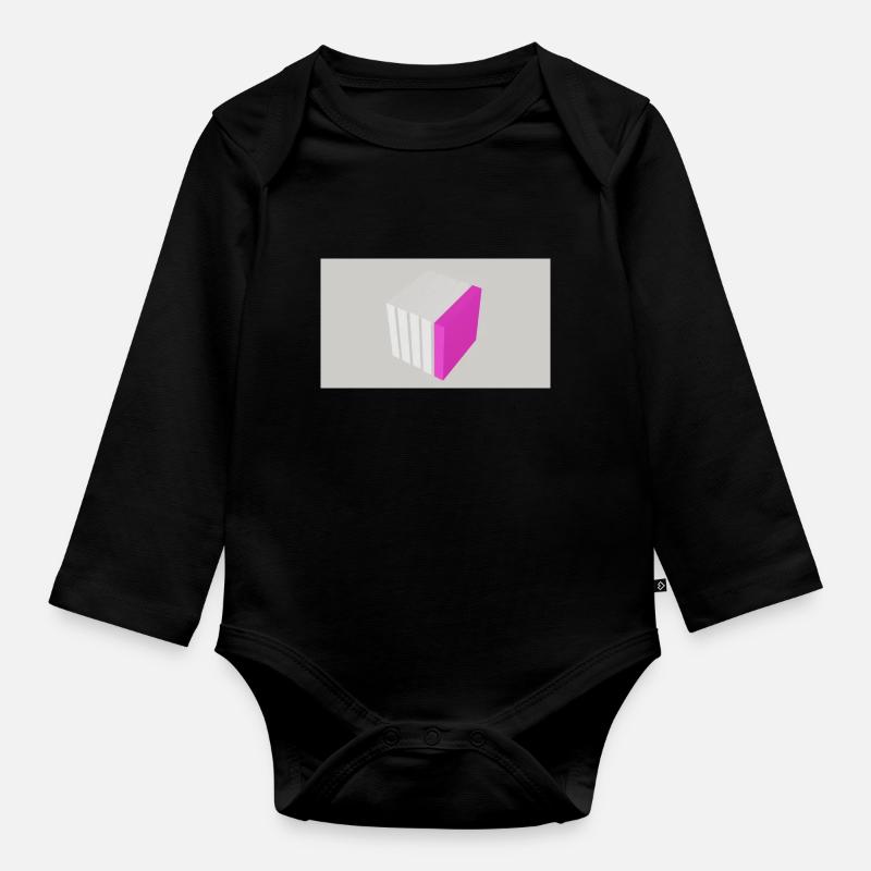 Cube à fendre rose - Body Bébé bio manches longues - noir