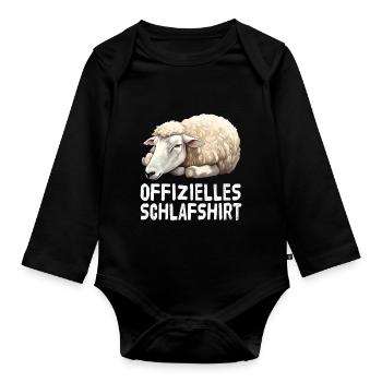 Offizieles Schlafshirt Schaf - Baby Bio-Langarm-Body - Schwarz - Vorne