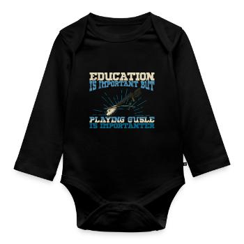 Education is Important Serbien Balkan Gusle - Baby Bio-Langarm-Body - Schwarz - Vorne