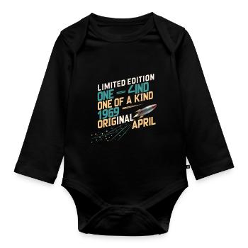 April 1969 Birthday April 1969 April - Organic Longsleeve Baby Bodysuit - black - Front