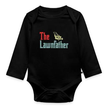 Lawn Mowing Lawnfather Father's Day Funny - Organic Longsleeve Baby Bodysuit - black - Front