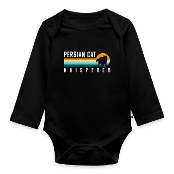 Perser Katze Katzendame Katzenfreund Katzenmama - Baby Bio-Langarm-Body - Schwarz - Vorne