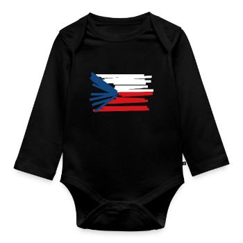 Drapeau de la République tchèque - Art moderne - Body Bébé bio manches longues - noir - Devant