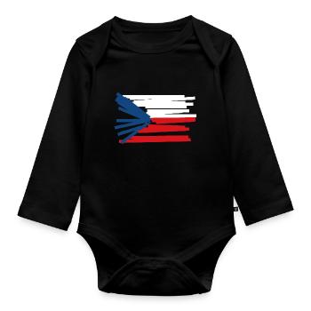 Drapeau de la République tchèque - Art moderne - Body Bébé bio manches longues - noir - Devant