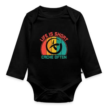 Geocaching Geocache Funny Geocacher Geocacher Sayi - Organic Longsleeve Baby Bodysuit - black - Front