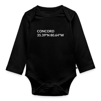 Concord, North Carolina, USA Coordinates - Organic Longsleeve Baby Bodysuit - black - Front