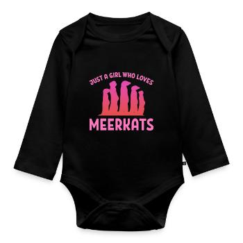 Erdmännchen Mädchen Tochter - Baby Bio-Langarm-Body - Schwarz - Vorne