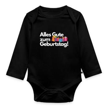 Feiere deinen Geburtstag im Stil! - Baby Bio-Langarm-Body - Schwarz - Vorne