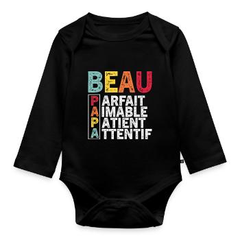 Father's Day Step-Dad 2024 Gift - Organic Longsleeve Baby Bodysuit - black - Front