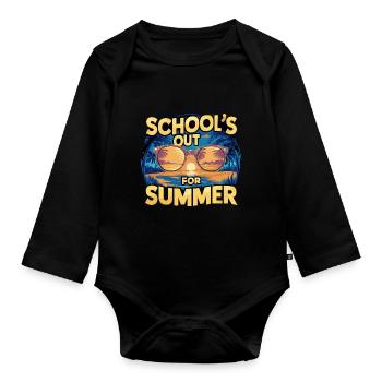 School's Out For Summer für einen Urlauber - Baby Bio-Langarm-Body - Schwarz - Vorne