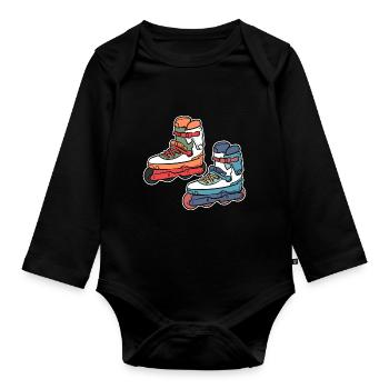 Roller Skating Roller Skates Inline Skates - Organic Longsleeve Baby Bodysuit - black - Front