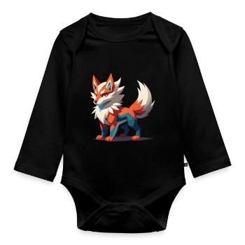 Fierce Fantasy Wolf - Organic Longsleeve Baby Bodysuit - black - Front