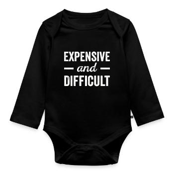 Expensive And Difficult Wife Daughter Women - Organic Longsleeve Baby Bodysuit - black - Front