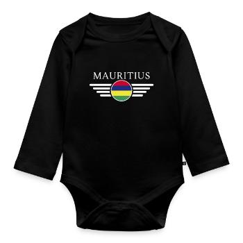 I Love Mauritius, T-Shirt Design Style Élégance - Body Bébé bio manches longues - noir - Devant