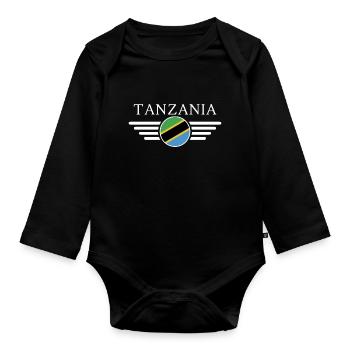Ich liebe Tansania, Eleganz Stil Design T-Shirt - Baby Bio-Langarm-Body - Schwarz - Vorne