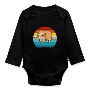 Sloth - Organic Longsleeve Baby Bodysuit - black - Front