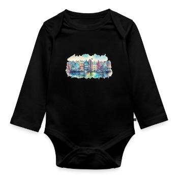Stadt - Baby Bio-Langarm-Body - Schwarz - Vorne