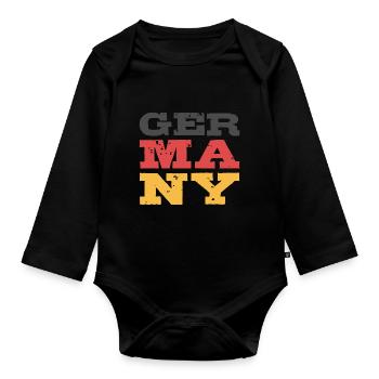 Germany - Organic Longsleeve Baby Bodysuit - black - Front