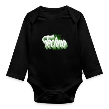 Techno - Body Bébé bio manches longues - noir - Devant