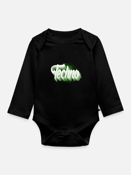 Techno - Baby Bio-Langarm-Body - Schwarz